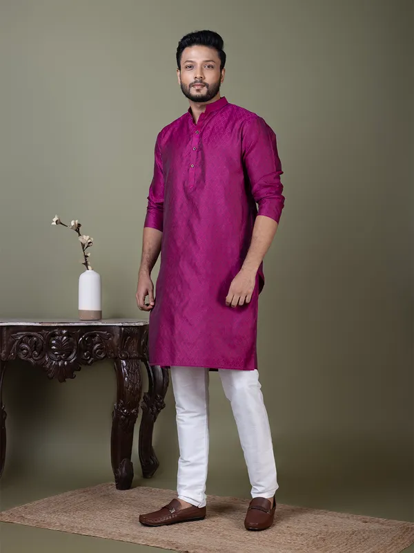 Men_Jacquard_Purple_Kurta