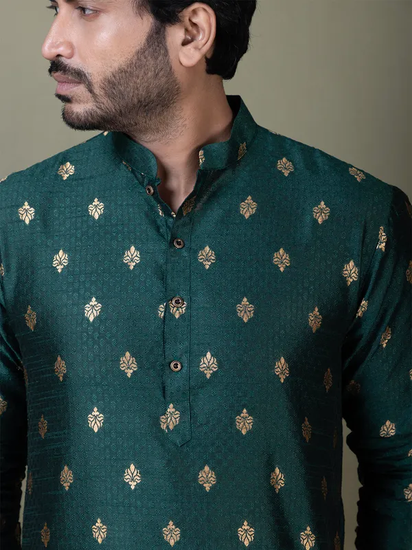 Men_Jacquard_Green_Kurta