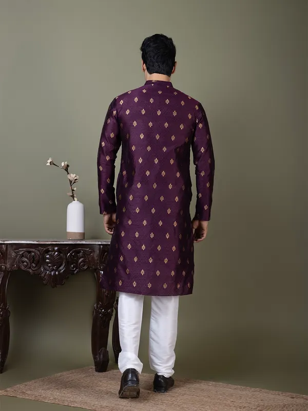 Men_Jacquard_Purple_Kurta