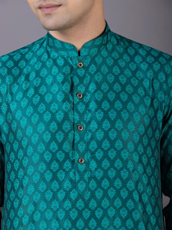 Men_Jacquard_Green_Kurta