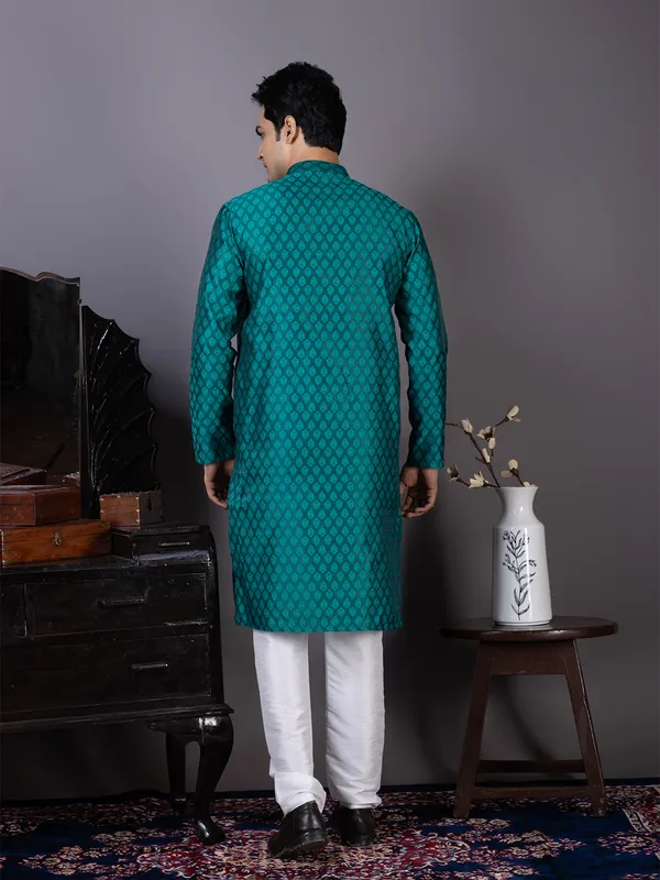Men_Jacquard_Green_Kurta