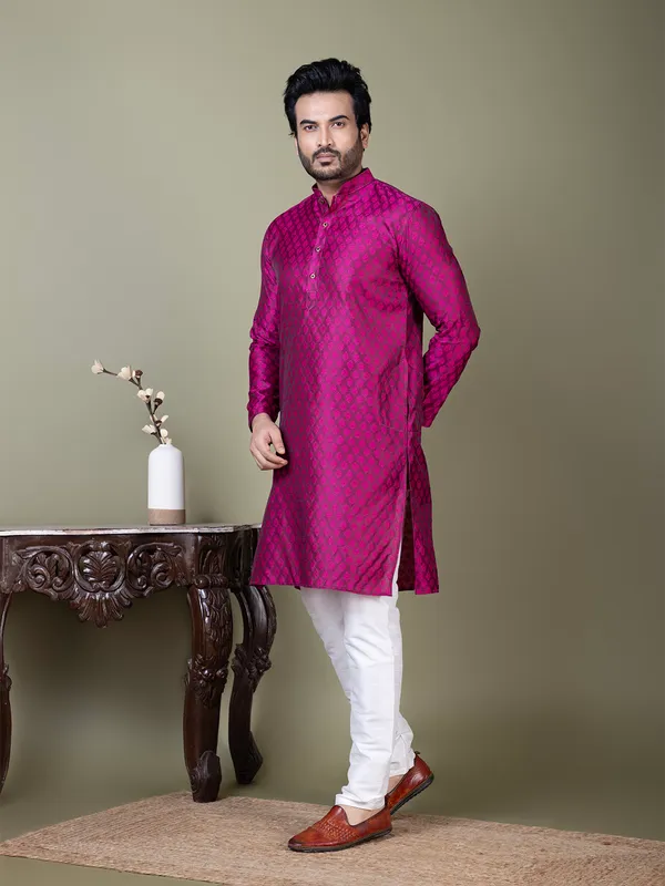 Men_Jacquard_Purple_Kurta