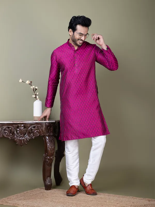 Men_Jacquard_Purple_Kurta
