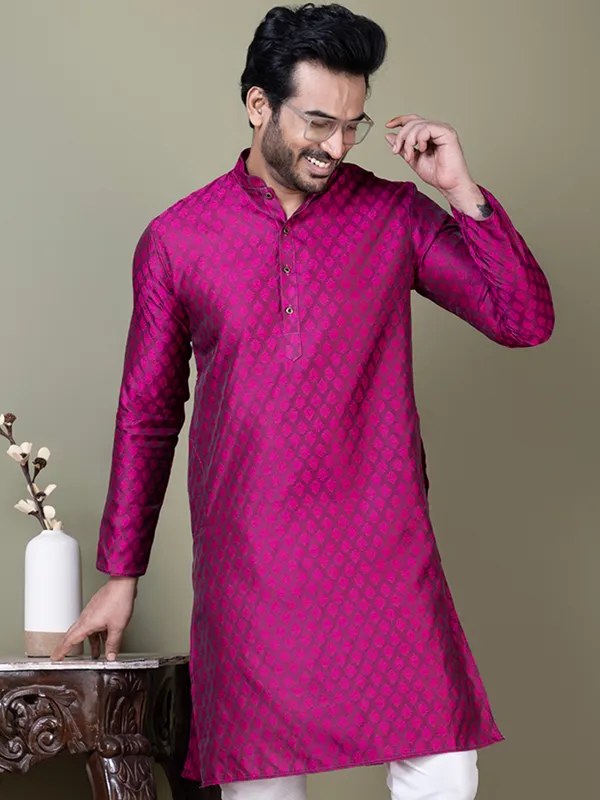 Men_Jacquard_Purple_Kurta