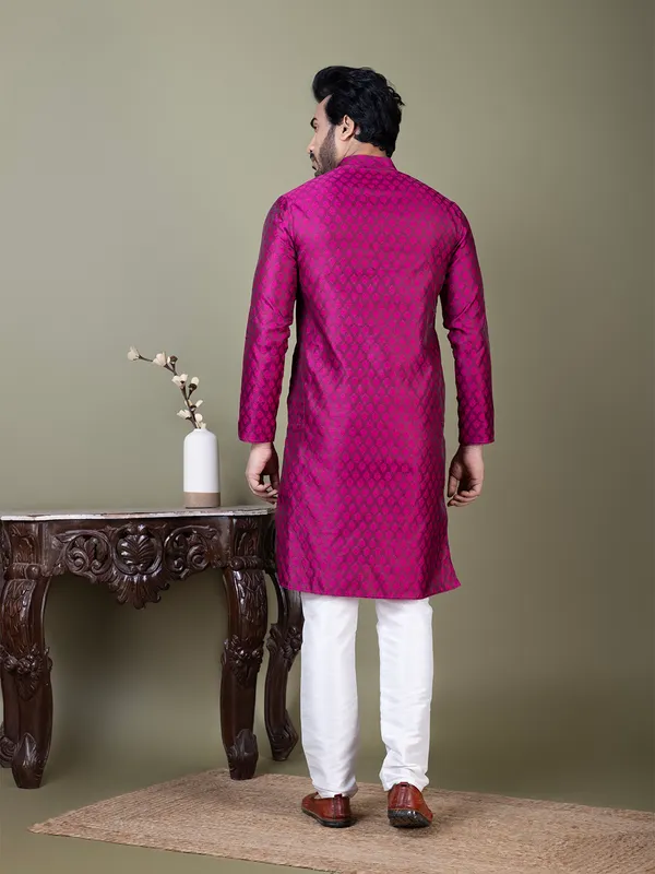 Men_Jacquard_Purple_Kurta