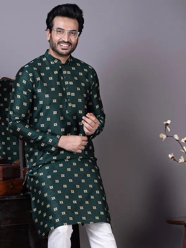 Men_Jacquard_Green_Kurta
