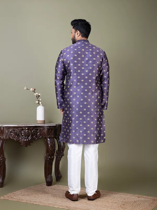 Men_Jacquard_Purple_Kurta
