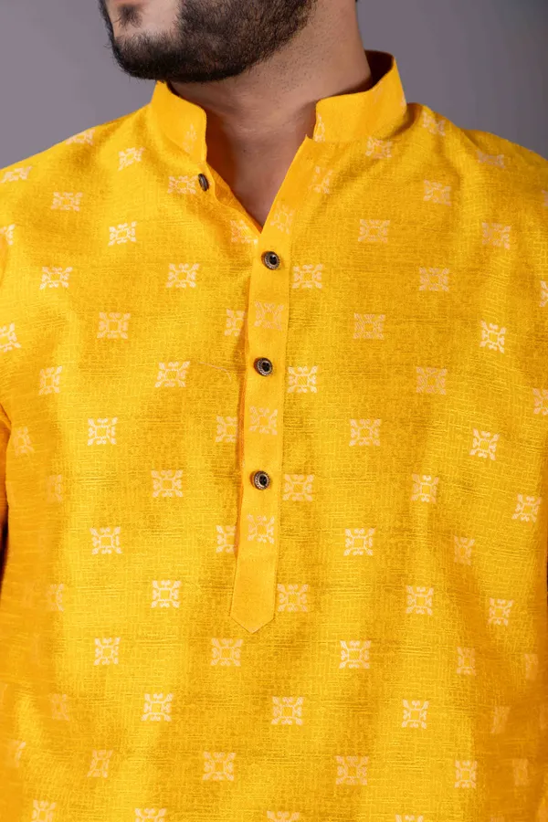 Men_Jacquard_Yellow_Kurta