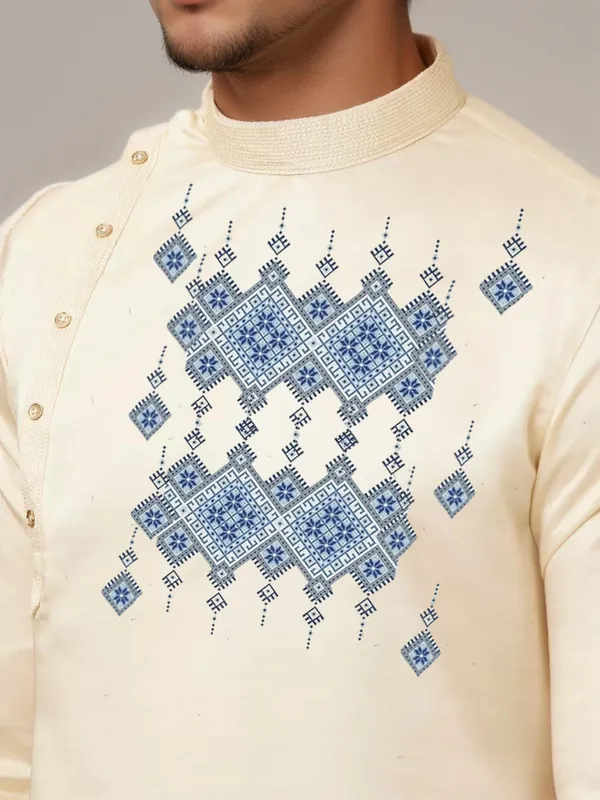 Men_Printed_Beige_Kurta