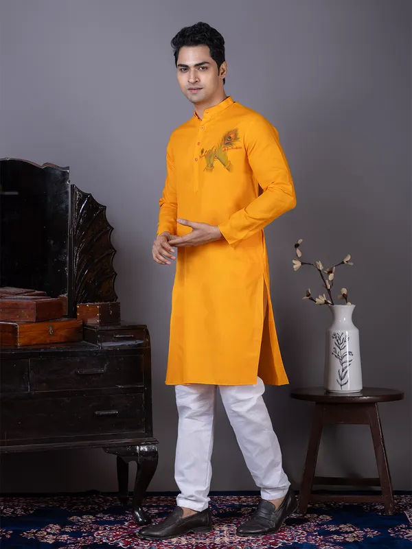 Men_Printed_Orange_Kurta