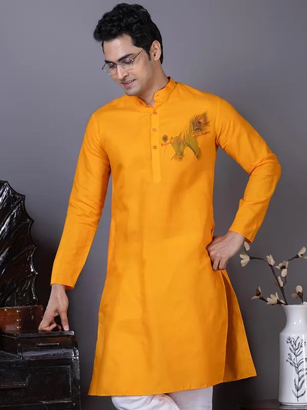 Men_Printed_Orange_Kurta