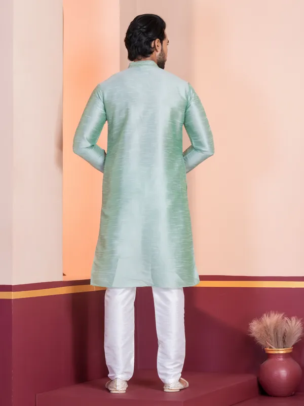 Men_Self_Design_Green_Kurta