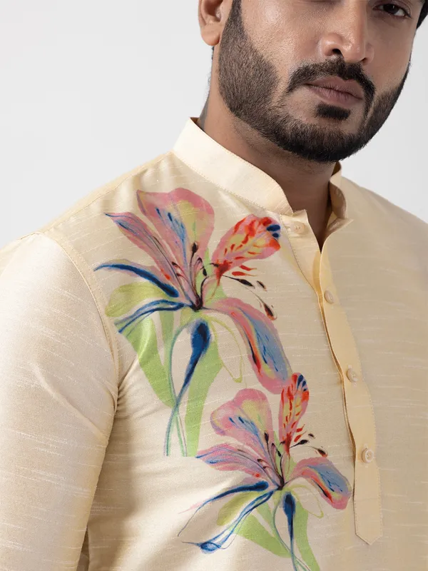 Men_Printed_Beige_Kurta