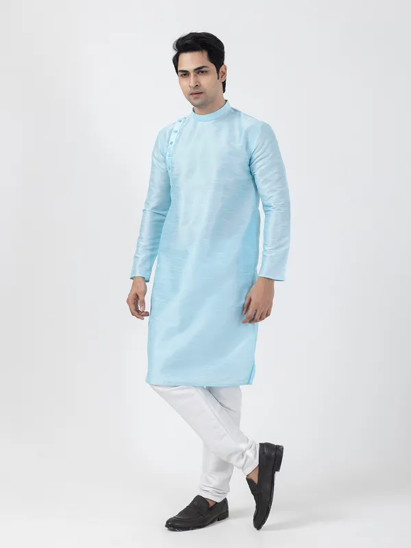 Men_Silk_Blue_Kurta