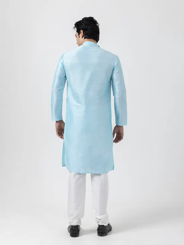 Men_Silk_Blue_Kurta