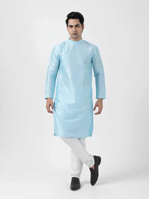 Men_Silk_Blue_Kurta