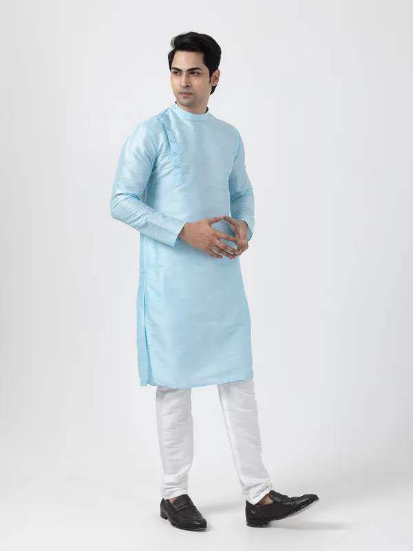 Men_Silk_Blue_Kurta
