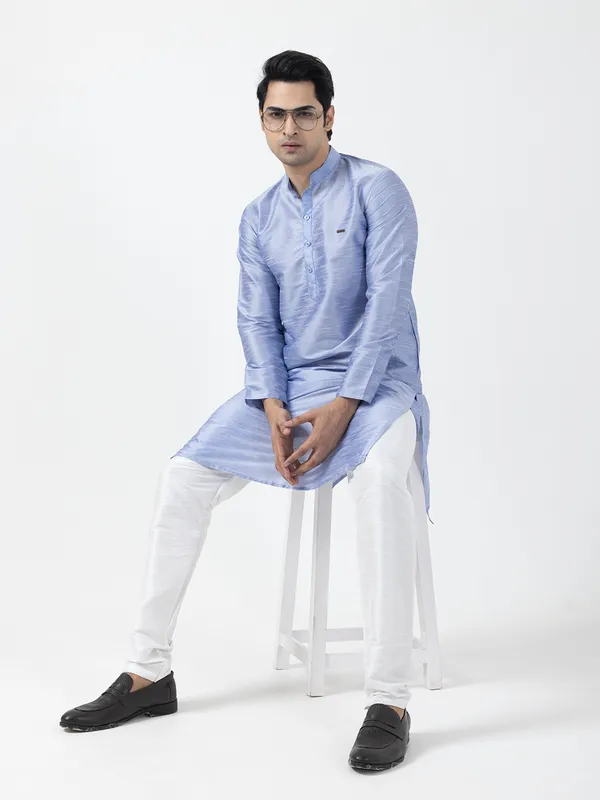 Men_Silk_Blue_Kurta
