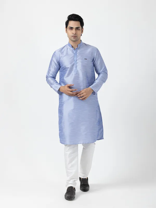 Men_Silk_Blue_Kurta