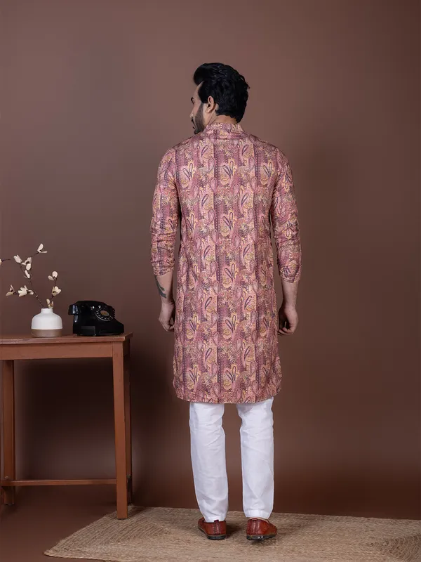 Men_Silk_Printed_Pink_Kurta