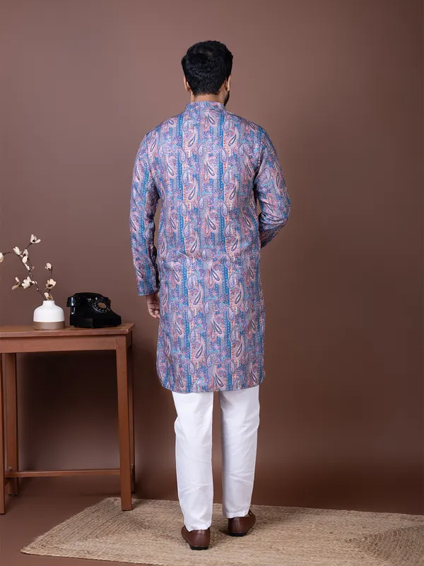Men_Embroidered_Blue_Kurta