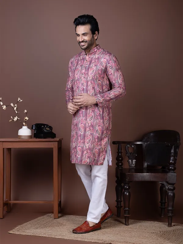 Men_Printed_Pink_Kurta