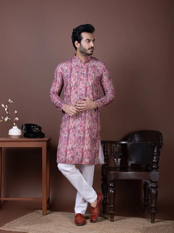 Men_Printed_Pink_Kurta