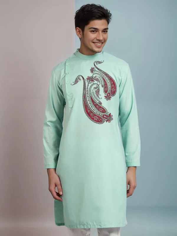 Men_Printed_Green_Kurta