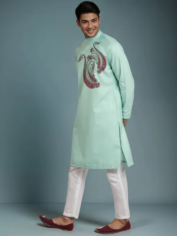 Men_Printed_Green_Kurta