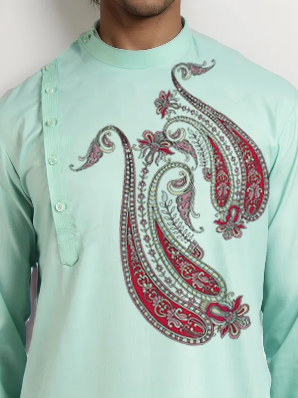 Men_Printed_Green_Kurta