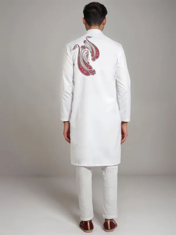 Men_Printed_White_Kurta