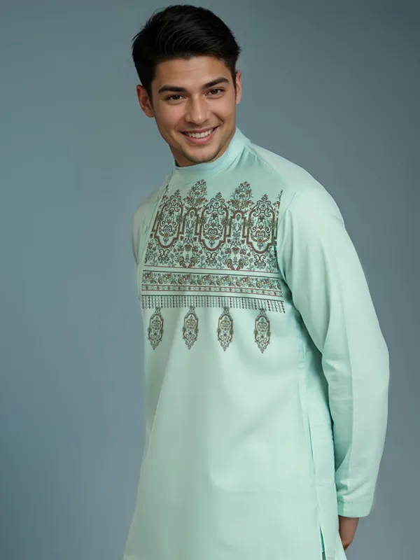 Men_Printed_Green_Kurta