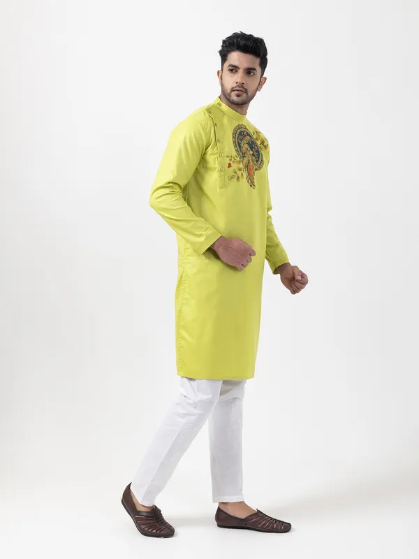 Men_Printed_Green_Kurta