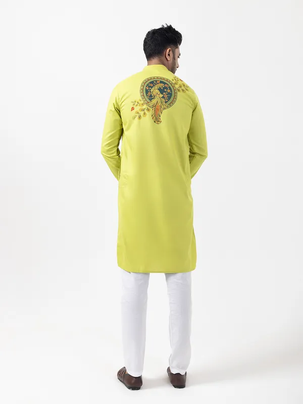 Men_Printed_Green_Kurta