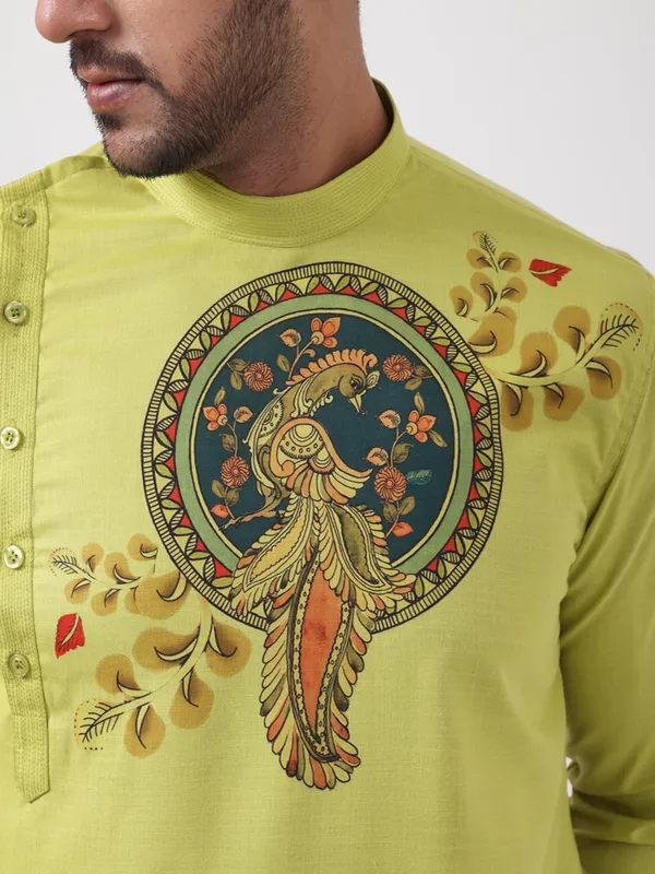 Men_Printed_Green_Kurta