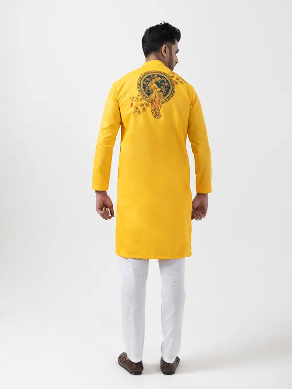 Men_Printed_Mustard_Kurta