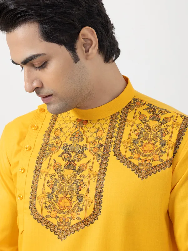 Men_Printed_Mustard_Kurta