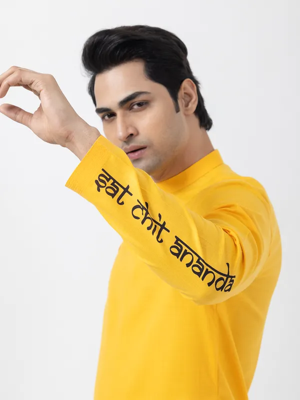 Men_Printed_Mustard_Kurta
