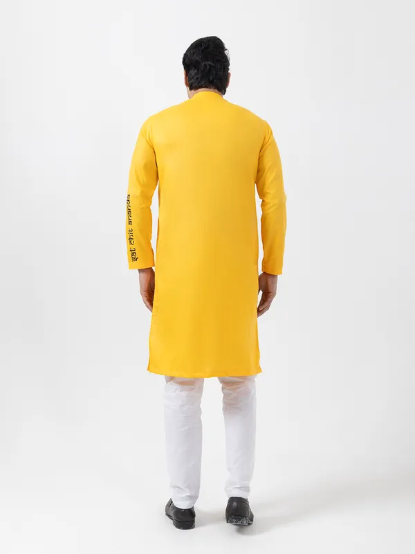 Men_Printed_Mustard_Kurta