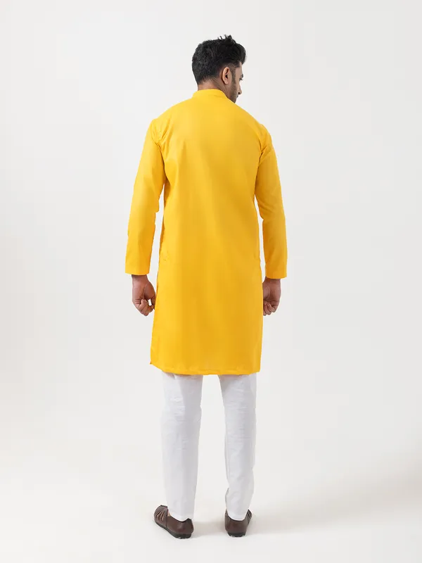 Men_Cotton_Yellow_Kurta