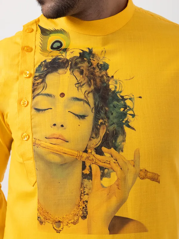 Men_Cotton_Yellow_Kurta