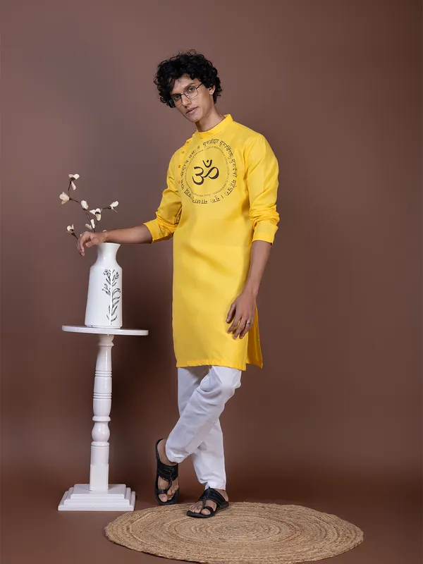 Men_Printed_Mustard_Kurta
