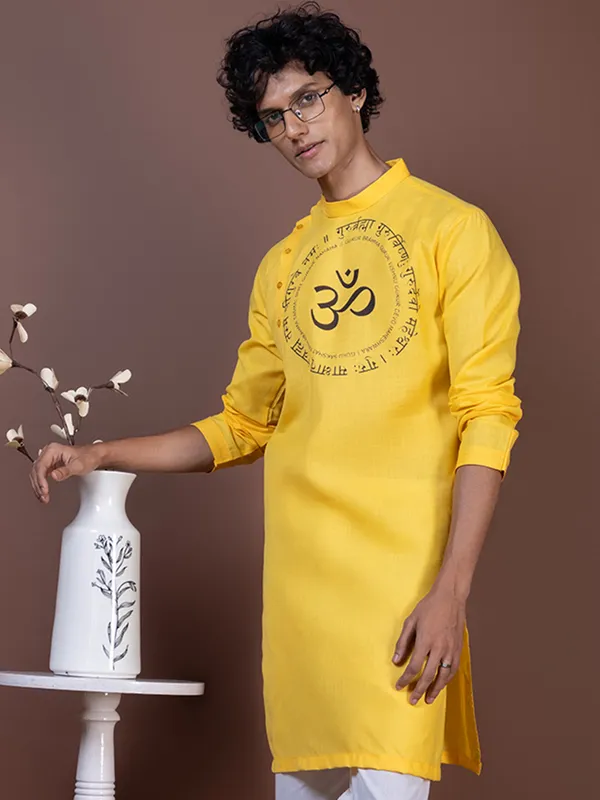 Men_Printed_Mustard_Kurta