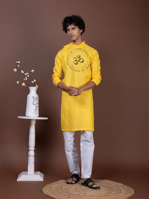 Men_Printed_Mustard_Kurta
