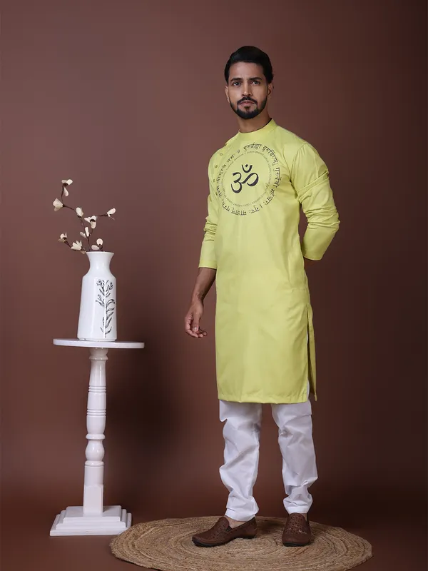 Men_Printed_Green_Kurta