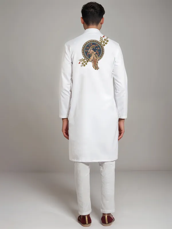 Men_Printed_White_Kurta