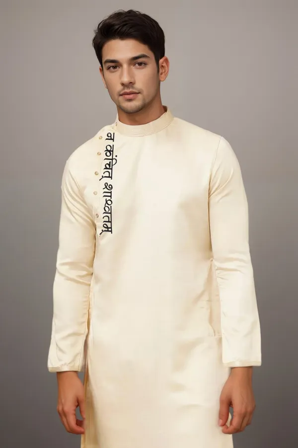 Men_Cotton_Beige_Kurta