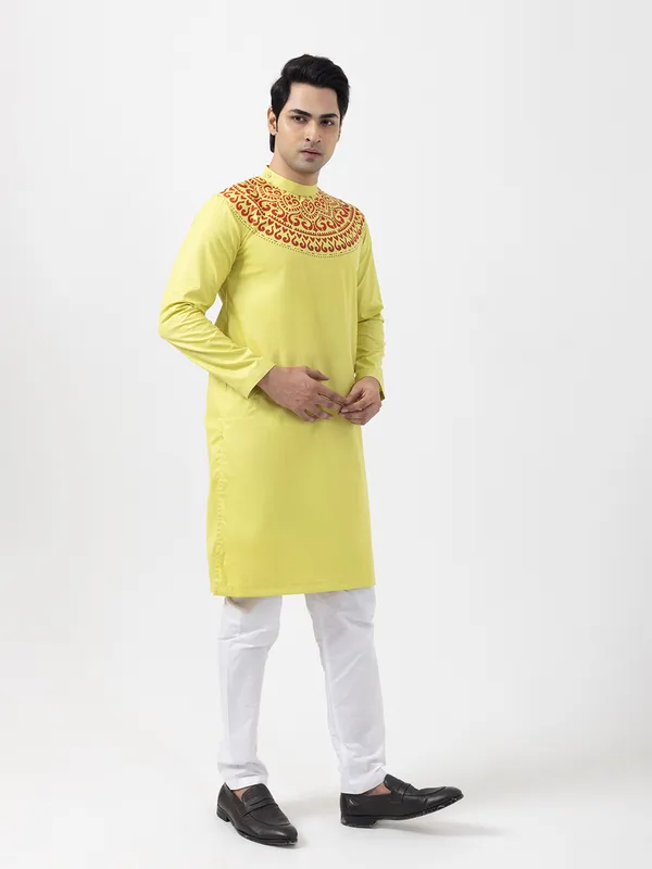 Men_Printed_Green_Kurta