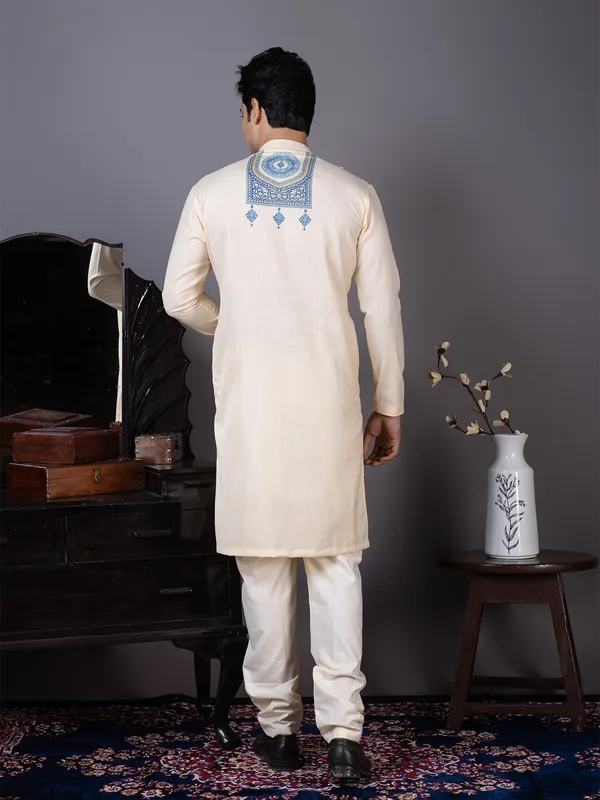 Men_Printed_Beige_Kurta