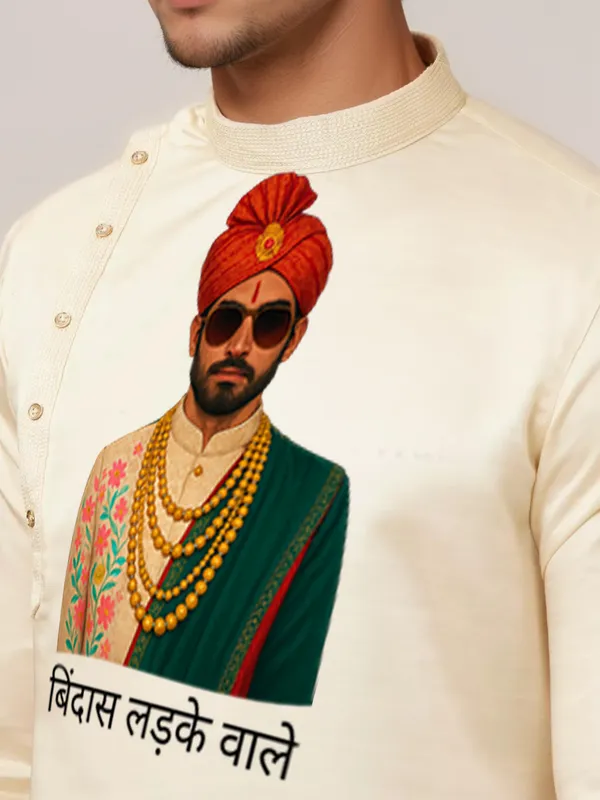 Men_Printed_Beige_Kurta